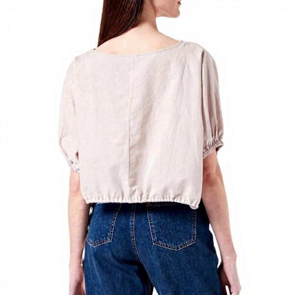 SISLEY Camicia Donna Lino Cotto Rosa Tenue Moda