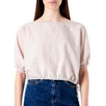SISLEY Camicia Donna Lino Cotto Rosa Tenue Moda