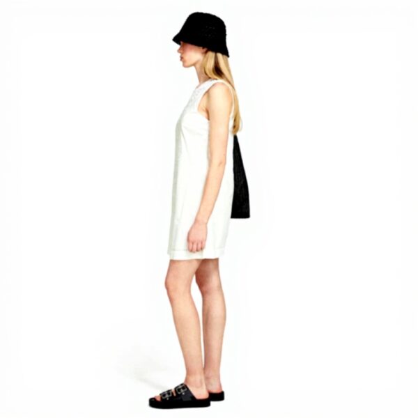 Abito Sisley Donna Bianco Poplin Ricamato Casual