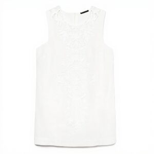 Abito Sisley Donna Bianco Poplin Ricamato Casual