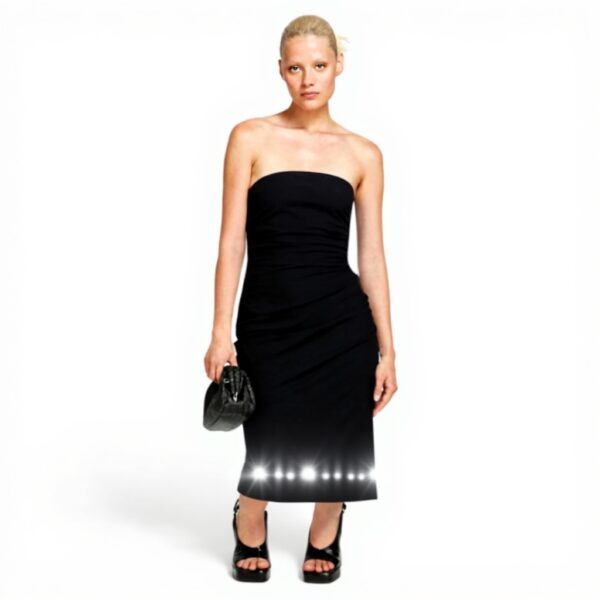 Sisley Dress Nero Donna Abito Midi Cotone Casual