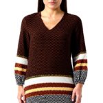 Vestito Donna SISLEY Poliestere Casual Brown Pattern Striped