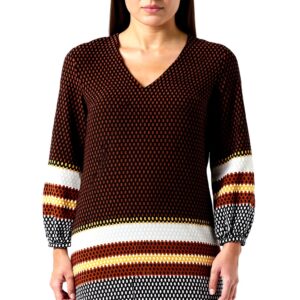 Vestito Donna SISLEY Poliestere Casual Brown Pattern Striped