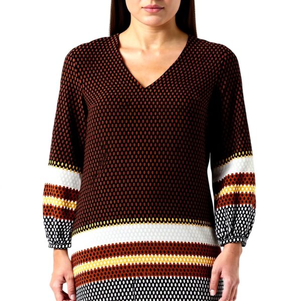 Vestito Donna SISLEY Poliestere Casual Brown Pattern Striped