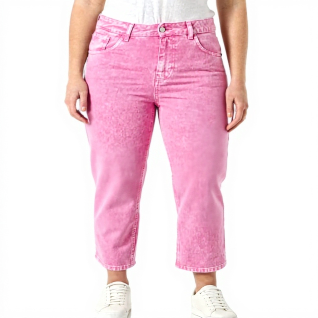 SISLEY Jeans Donna Pink 90k vita alta orlo gamba