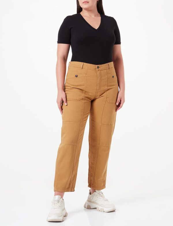 Jeans Donna SISLEY Denim Senape Tascabili Comodi-1