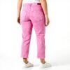 SISLEY Jeans Donna Pink 90k vita alta orlo gamba