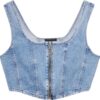 SISLEY Maglietta Donna T-shirt cotone Light Blue Denim-5