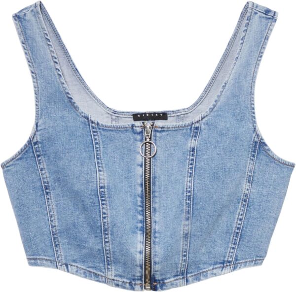 SISLEY Maglietta Donna T-shirt cotone Light Blue Denim-5