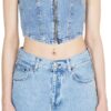 SISLEY Maglietta Donna T-shirt cotone Light Blue Denim-1