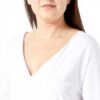 T-Shirt Donna Sisley 3lanw4002 Bianco Spalle Scese