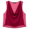 Sisley T-Shirt Donna Fucsia Viscosa Canotta Top