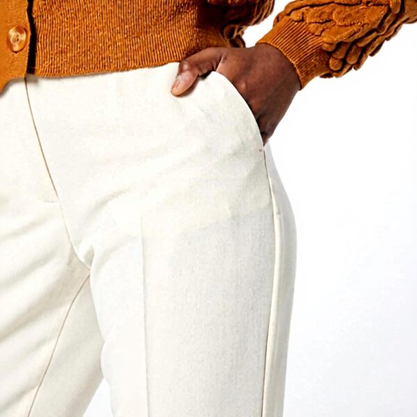 Sisley Pantaloni Donna Boxer Bambino Pieghe Tasche Off White