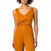 Sisley Tuta Donna Salopette Viscoe Arancione Taglia 40