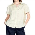 Maglietta SISLEY Donna Lino Beige T-shirt casual