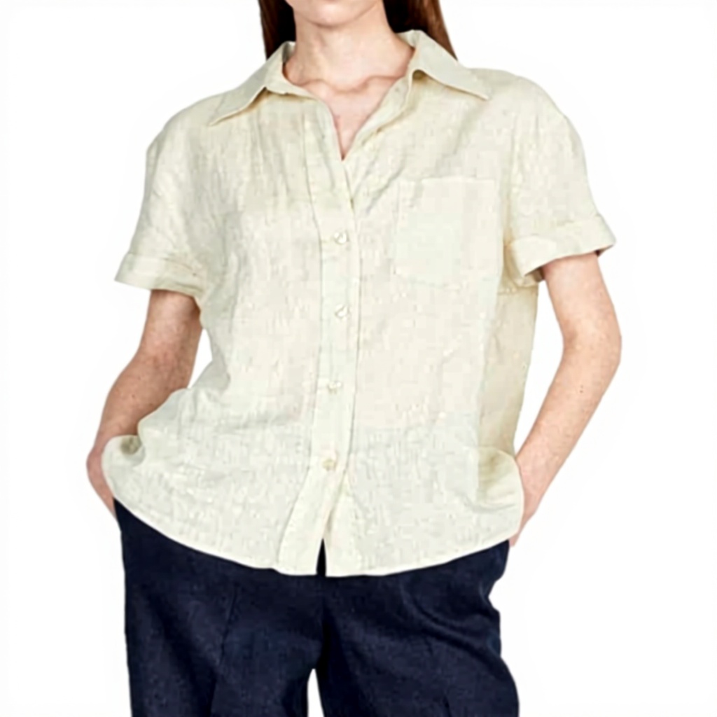 Maglietta SISLEY Donna Lino Beige T-shirt casual