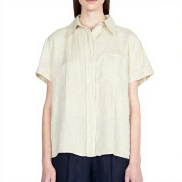 Maglietta SISLEY Donna Lino Beige T-shirt casual
