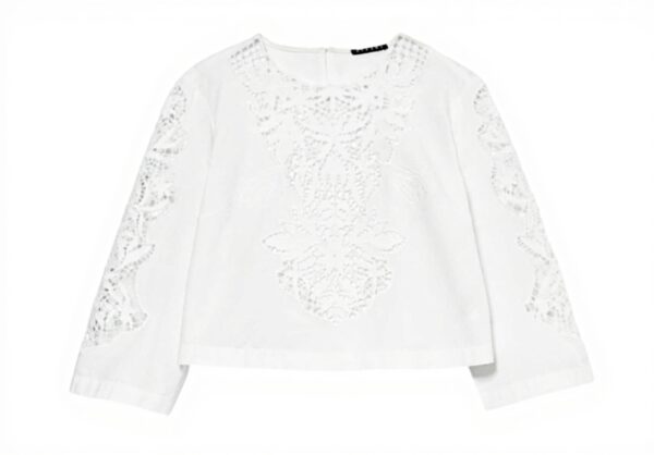 Sisley Bluse Donna Bianco 100% Cotone Boxy Fit