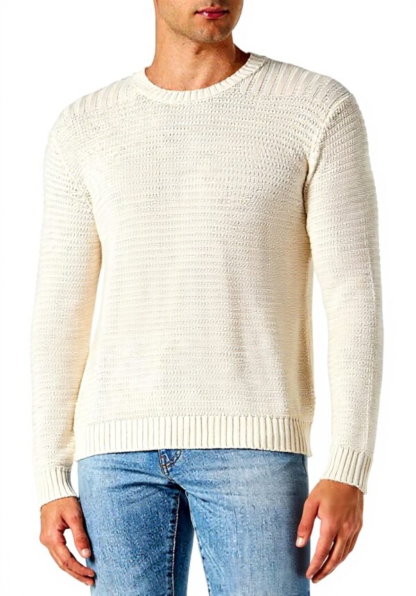 Sisley Felpa Uomo Maglione Trecce Colletto Costine