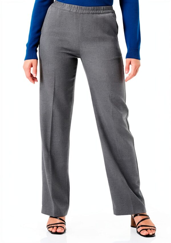 Pantaloni Benetton Donna Grigio Melange Poliestere Viscosa-0