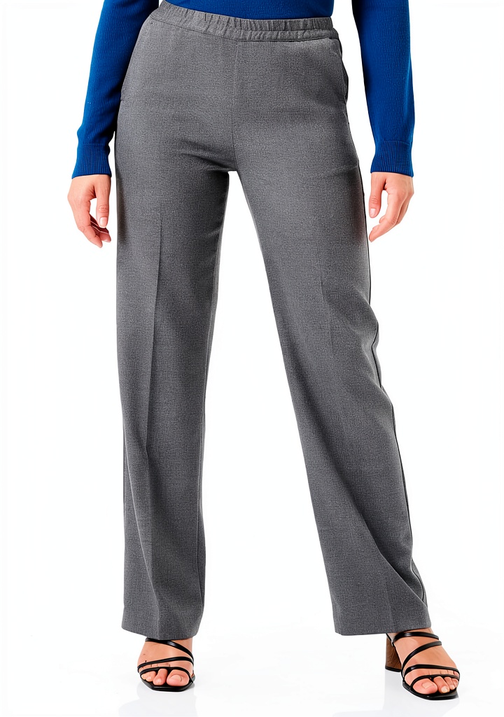 Pantaloni Benetton grigio melange indossati in un contesto casual