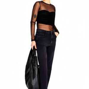 Jeans Benetton Donna 100% Cotone Taglia 34 Nero Denim-0