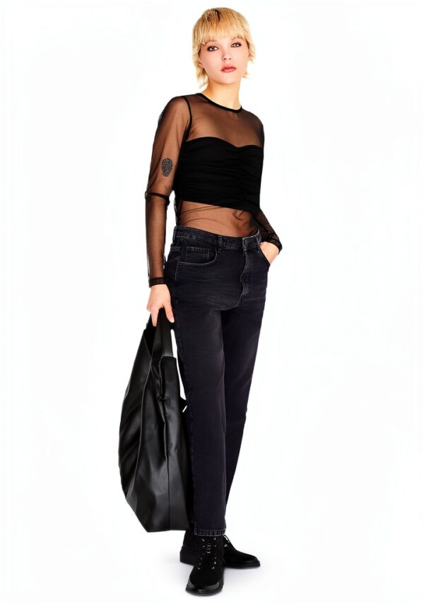 Jeans Benetton Donna 100% Cotone Taglia 34 Nero Denim-0