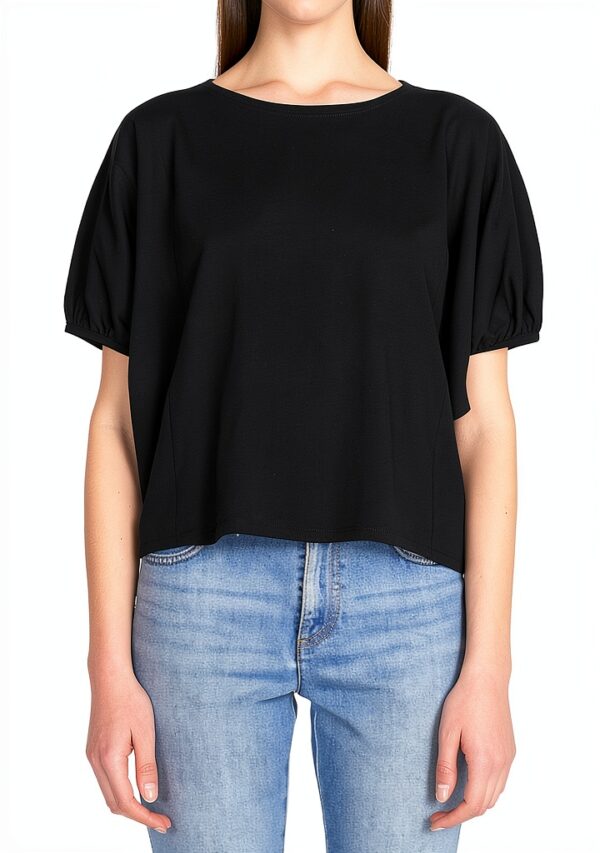 T-shirt donna Benetton 100% cotone nera taglia XS-1