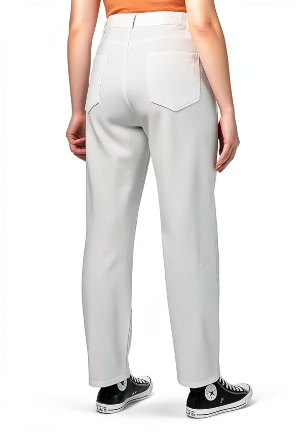 Pantaloni Donna Benetton 100% Cotone Bianco Neve-2