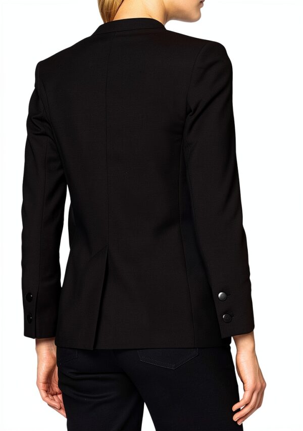 Giacca Benetton Donna Nero Poliestere Longline Doppio Petto-2
