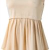 Benetton Donna Maglietta Comoda Vestibilità Regolare Beige-3