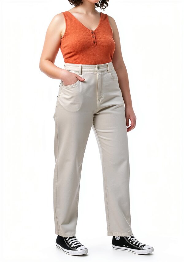 Pantaloni Donna Benetton 100% Cotone Bianco Neve-1