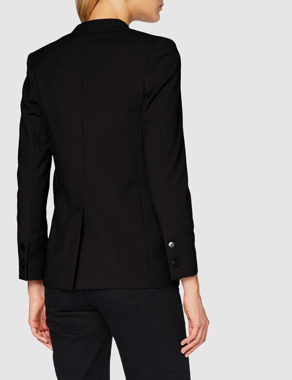 Giacca Benetton Donna Nero Poliestere Longline Doppio Petto-3