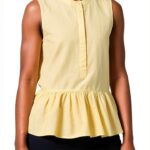 Maglietta senza maniche Benetton donna cotone lino-0