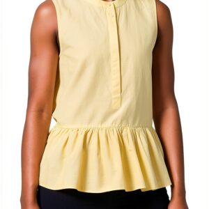 Maglietta senza maniche Benetton donna cotone lino-0