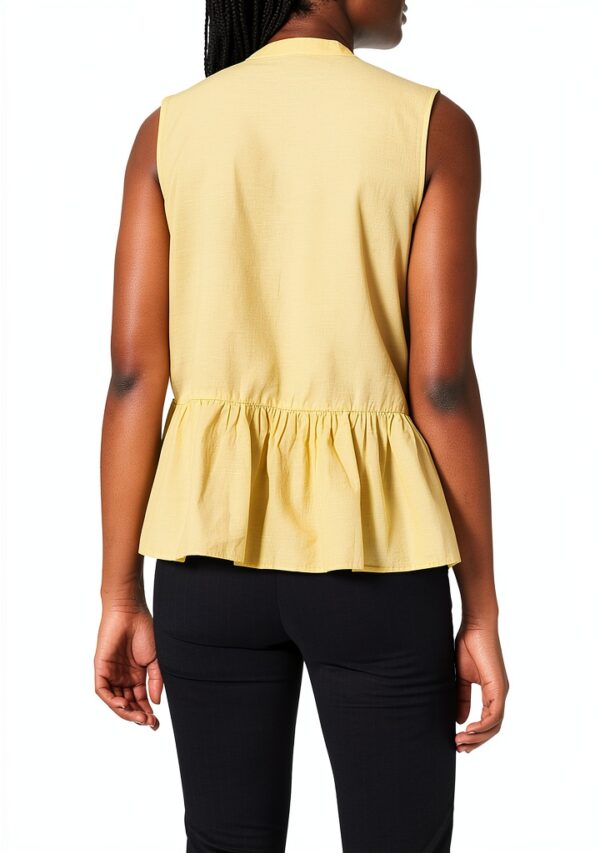 Maglietta senza maniche Benetton donna cotone lino-3