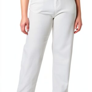 Pantaloni Donna Benetton 100% Cotone Bianco Neve-0