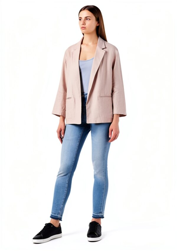 Giacca Benetton Donna Lino Antique Pink Taglia 42-1