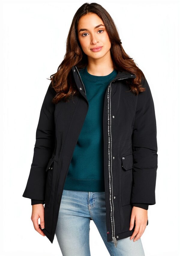 Tommy Jeans Parka Donna Cappuccio Poliammide Nero Verde