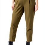 Pantaloni Benetton Donna Lyocell Cotone Verde Militare-0
