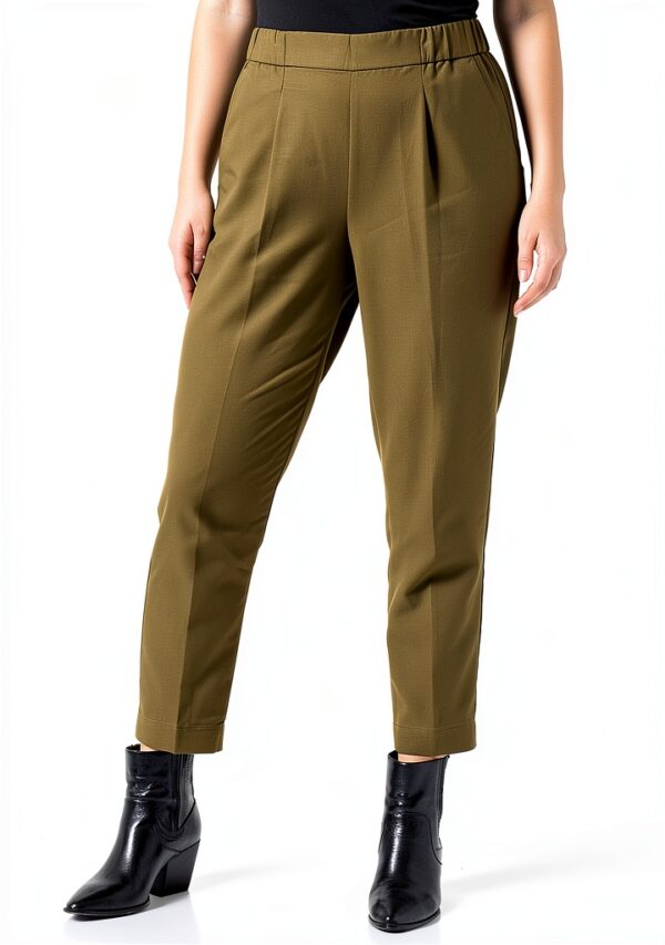 Pantaloni Benetton Donna Lyocell Cotone Verde Militare-0