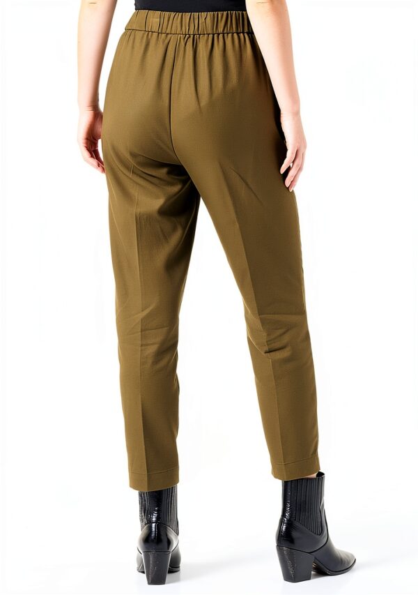 Pantaloni Benetton Donna Lyocell Cotone Verde Militare-2