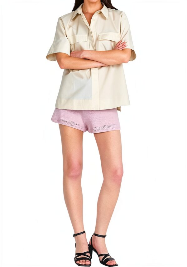 SISLEY Maglietta Donna Cotone T-shirt Beige Moda