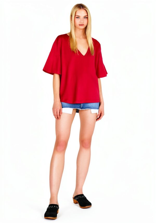 Sisley T-Shirt Donna 100% Cotone Fucsia T-shirt