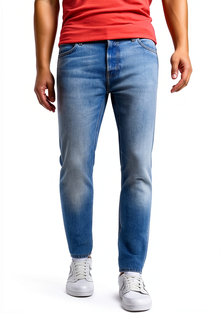Uomo che indossa jeans Lee Malone in grigio scuro in un ambiente casual