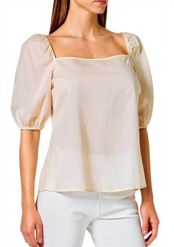 SISLEY Bluse Donna 100% Cotone Beige Moda Casual