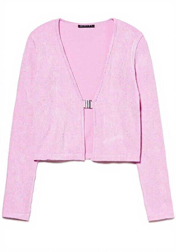 SISLEY Cardigan Donna Maglia Coste Scollo V Fibbia Metallo