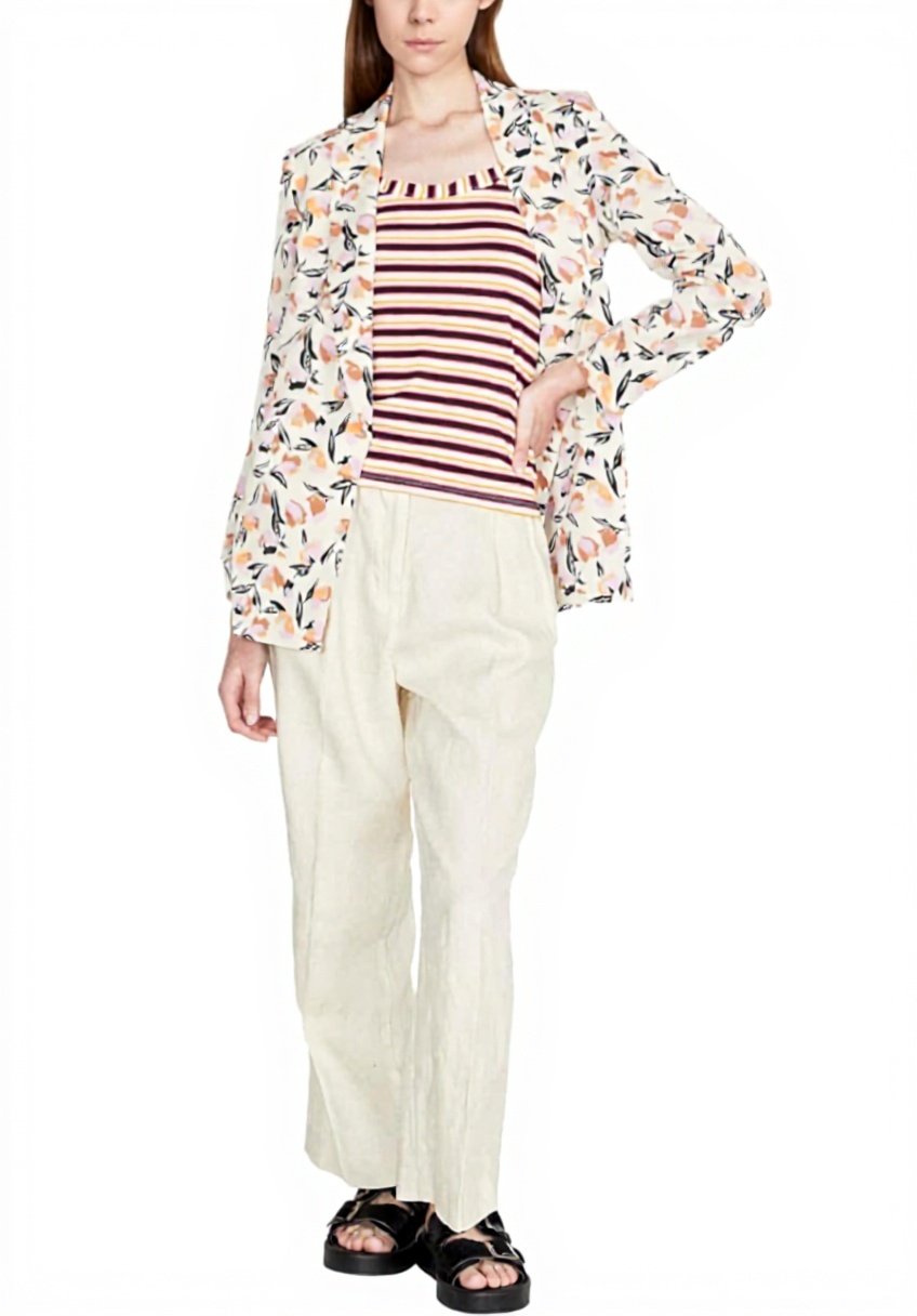 'T-Shirt Donna Sisley in multicolore su sfondo neutro'