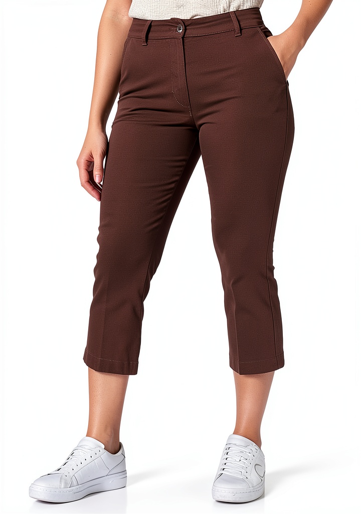 'Pantaloni SISLEY Donna in cotone elastan indossati in un ambiente casual'