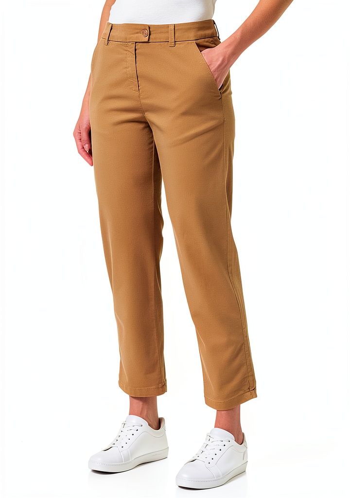 Pantaloni donna United Colors of Benetton in colore cammello su sfondo neutro